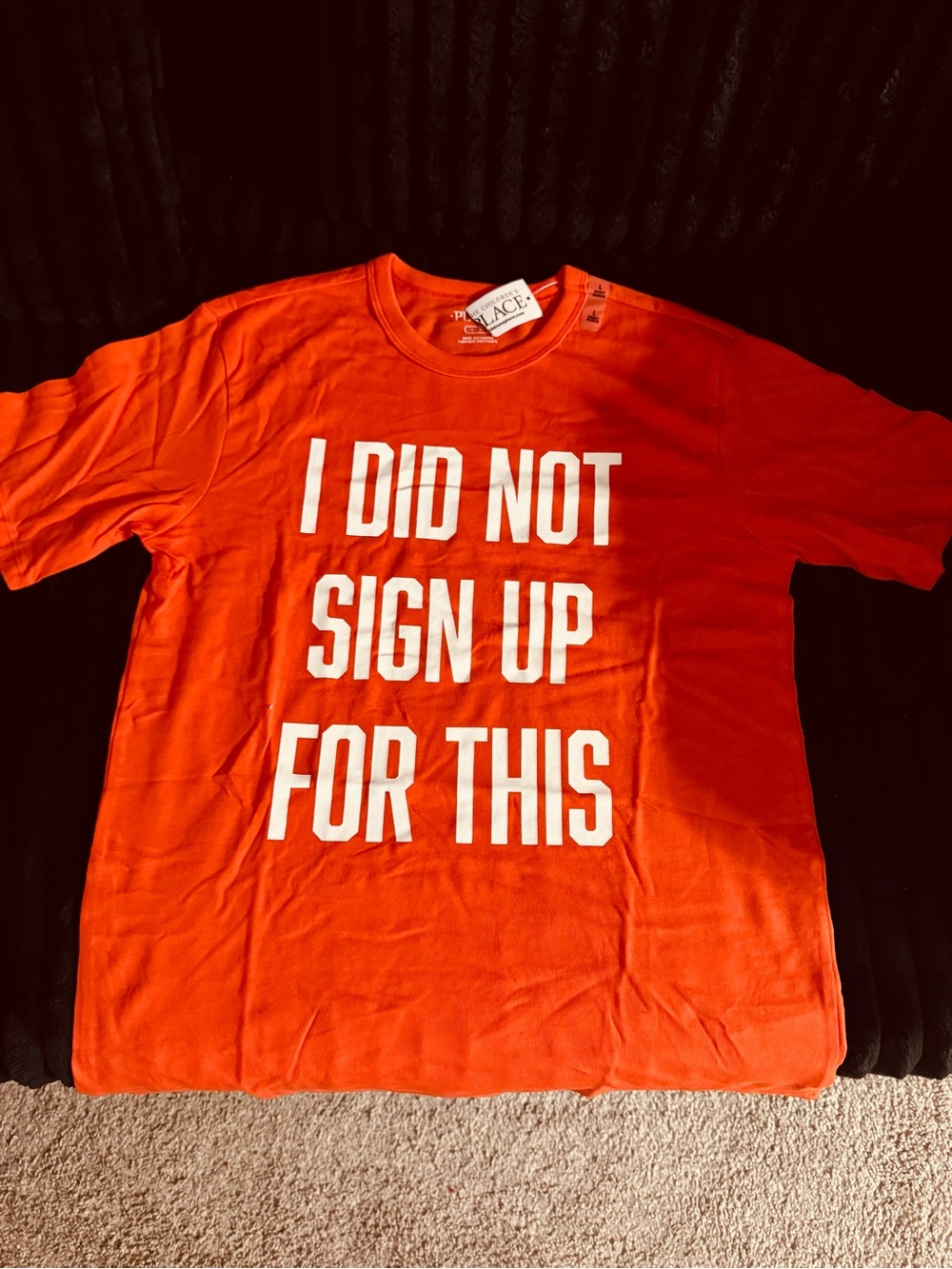 Place Orange Short Sleeve Tee with White Bold Slogan